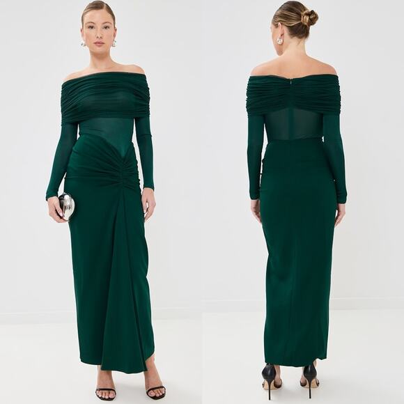 Christopher Esber | NWT Sonora Veiled Ruched Dress in Evergreen AUS 4 / US 0 - Picture 3 of 16